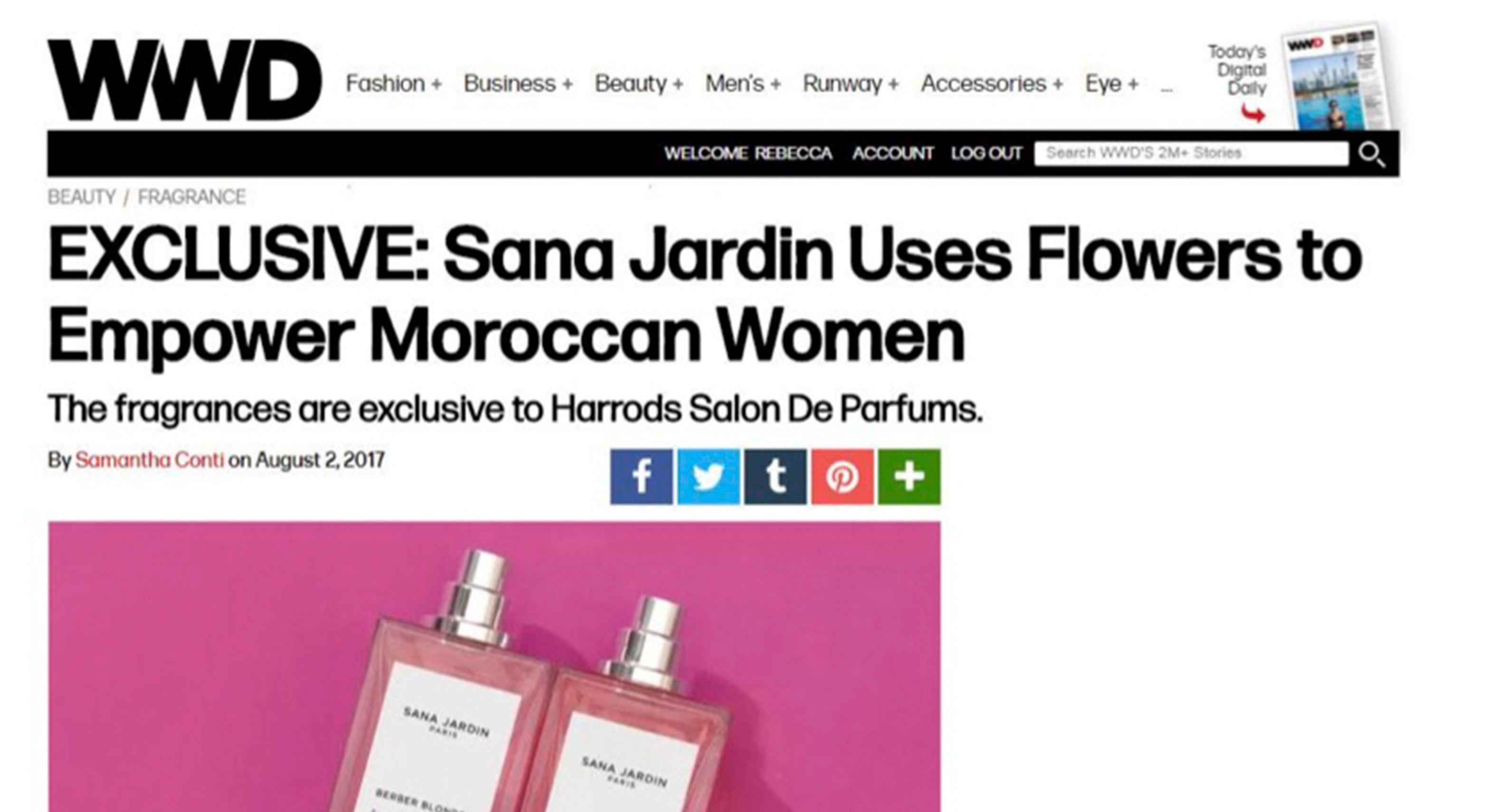 WWD: Sana Jardin USES FLOWERS TO EMPOWER MOROCCAN WOMEN